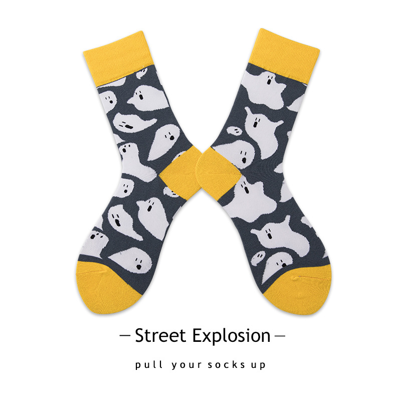New Cotton Socks Personality Tide Graffiti Men And Women In Tube Socks Cartoon Creative Skate Socks
